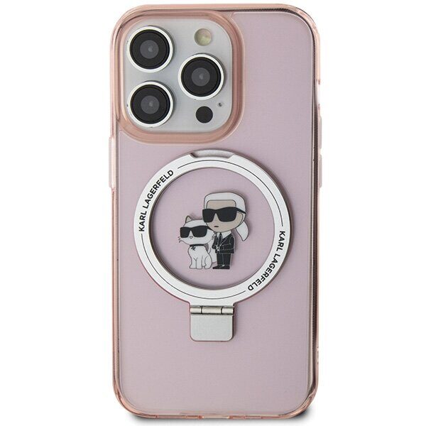 Karl Lagerfeld KLHMP15LHMRSKCP iPhone 15 Pro 6.1" pink/pink hardcase Ring Stand Karl&Choupette MagSafe - imagine 3
