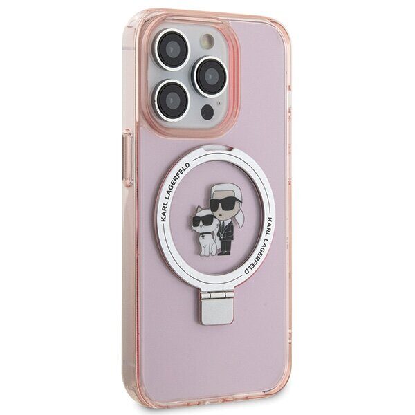 Karl Lagerfeld KLHMP15LHMRSKCP iPhone 15 Pro 6.1" pink/pink hardcase Ring Stand Karl&Choupette MagSafe - imagine 4
