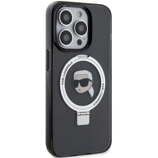Karl Lagerfeld KLHMP15LHMRSKHK iPhone 15 Pro 6.1" black/black hardcase Ring Stand Karl Head MagSafe - imagine 4