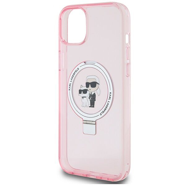 Karl Lagerfeld KLHMP15SHMRSKCP iPhone 15 6.1" pink/pink hardcase Ring Stand Karl&Choupette MagSafe - imagine 6