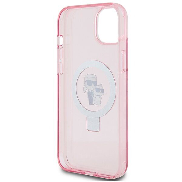 Karl Lagerfeld KLHMP15SHMRSKCP iPhone 15 6.1" pink/pink hardcase Ring Stand Karl&Choupette MagSafe - imagine 7