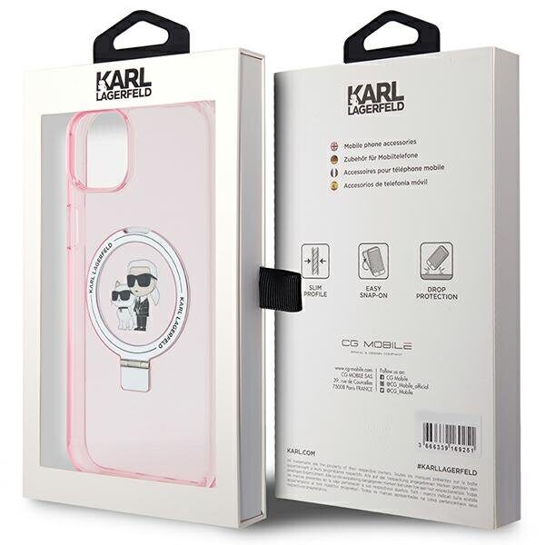 Karl Lagerfeld KLHMP15SHMRSKCP iPhone 15 6.1" pink/pink hardcase Ring Stand Karl&Choupette MagSafe - imagine 8