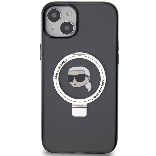 Karl Lagerfeld case for iPhone 15 6,1" KLHMP15SHMRSKHK black HC MagSafe Ringstand KH - imagine 3