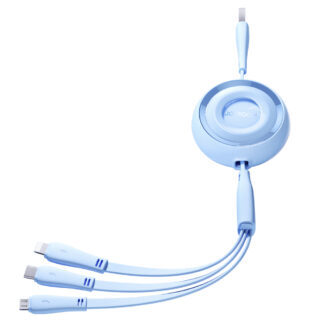 Joyroom Colorful Series S-A40 Cable Retractable 3in1 USB-A - USB-C / Lightning / Micro USB 1m - Blue