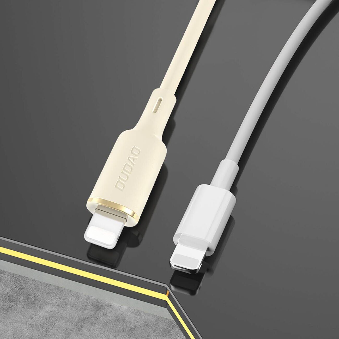 Dudao L7SL USB-A - Lightning 5A cable 1m - beige - imagine 2