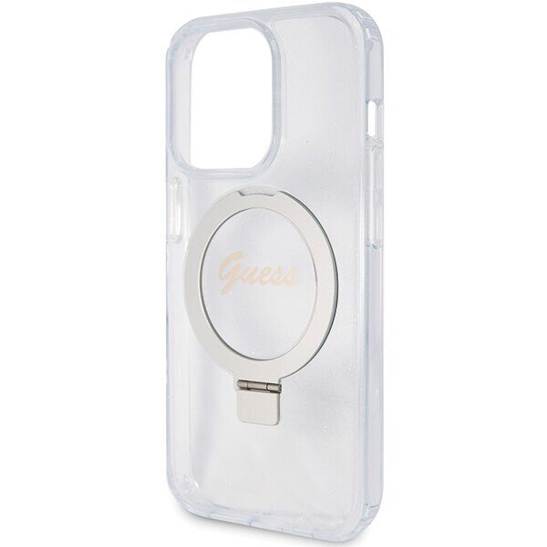 Guess Ring Stand Script Glitter MagSafe case for iPhone 15 Pro - transparent - imagine 6
