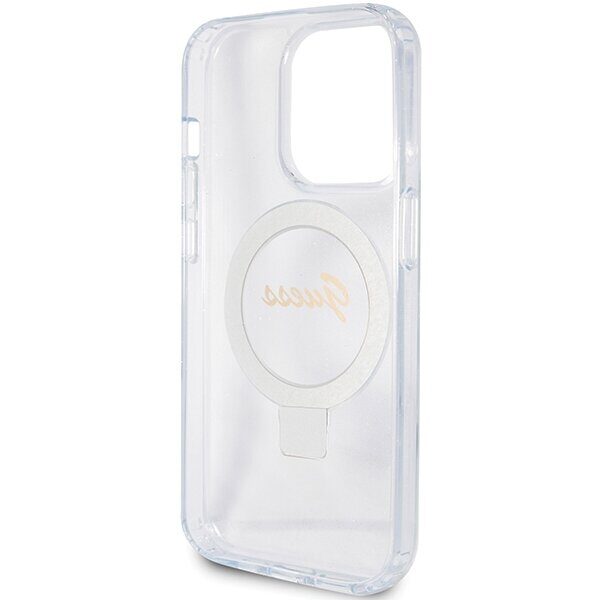 Guess Ring Stand Script Glitter MagSafe case for iPhone 15 Pro - transparent - imagine 7