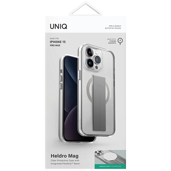 Uniq Heldro Mag Magclick Charging case for iPhone 15 Pro Max - transparent - imagine 2