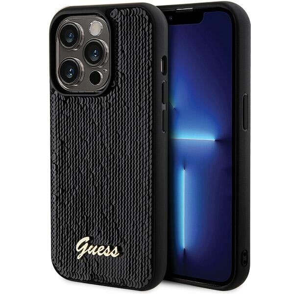 Guess Sequin Script Metal case for iPhone 13 Pro Max - black