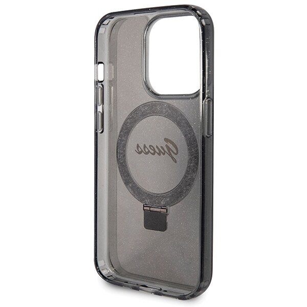 Guess Ring Stand Script Glitter MagSafe case for iPhone 14 Pro - black - imagine 7
