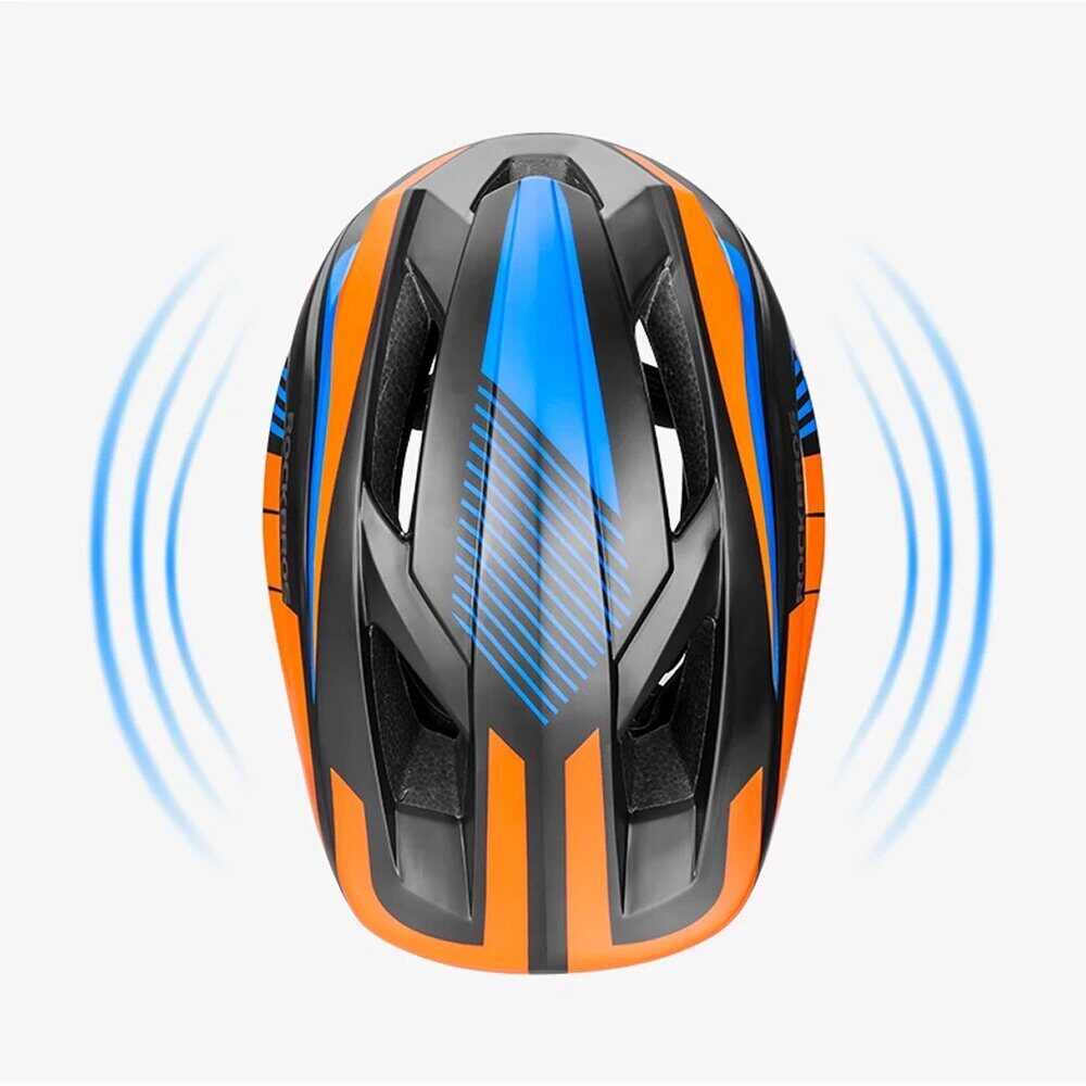 Rockbros TT-32SOBL-M children's bicycle helmet with removable chinbar, size M - black and orange - imagine 8