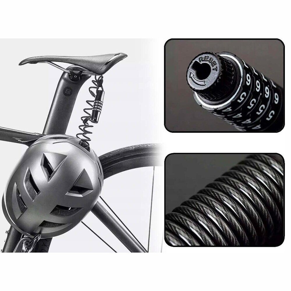 Rockbros T609 bicycle lock with 1.5 m combination - black - imagine 4