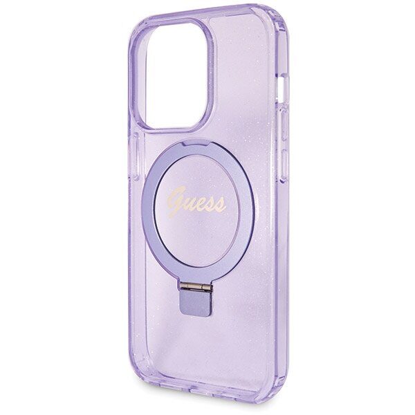 Guess Ring Stand Script Glitter MagSafe case for iPhone 13 Pro / 13 - purple - imagine 6