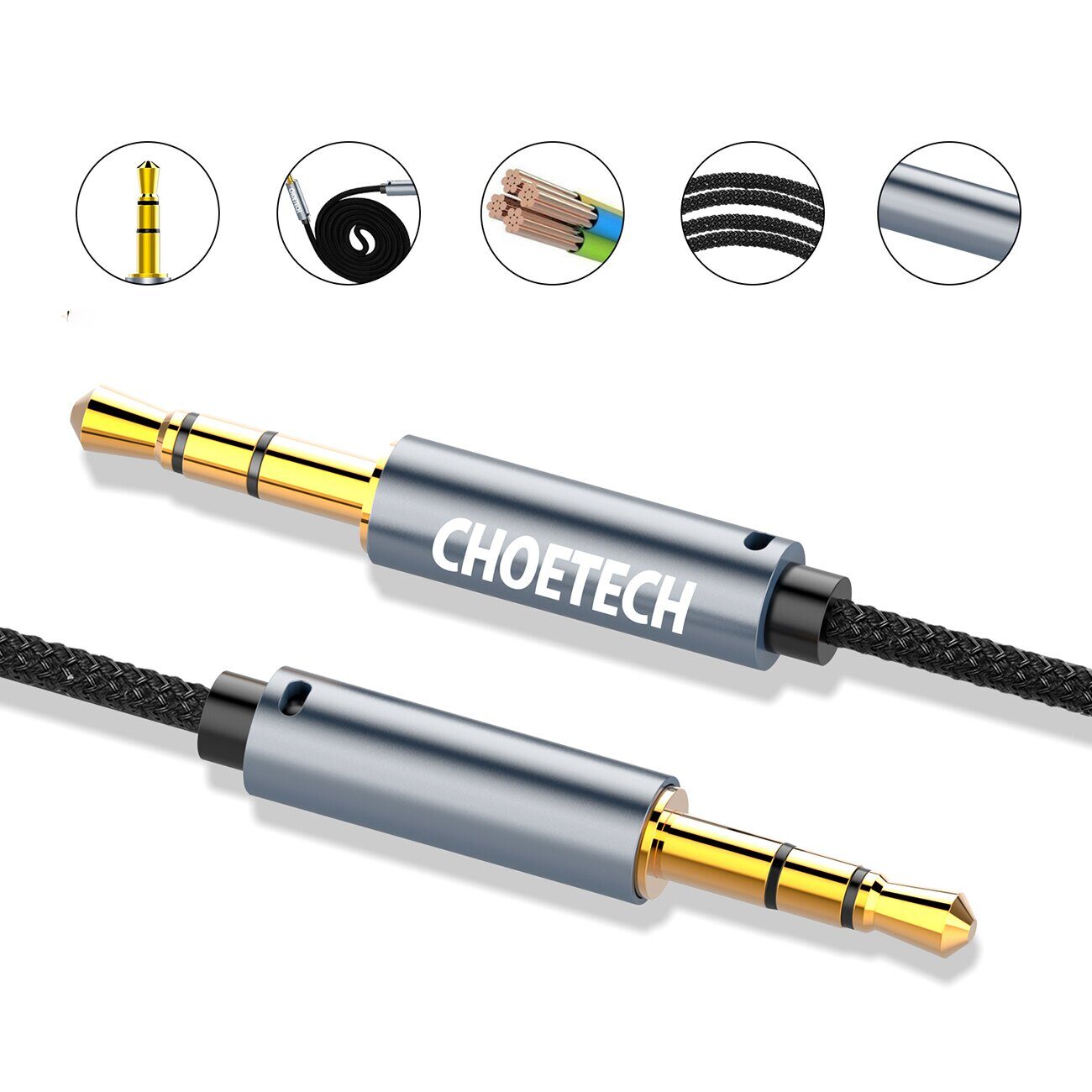 Choetech AUX002 cable mini jack 3.5mm (male) / mini jack 3.5mm (male) 1.2m - black - imagine 4