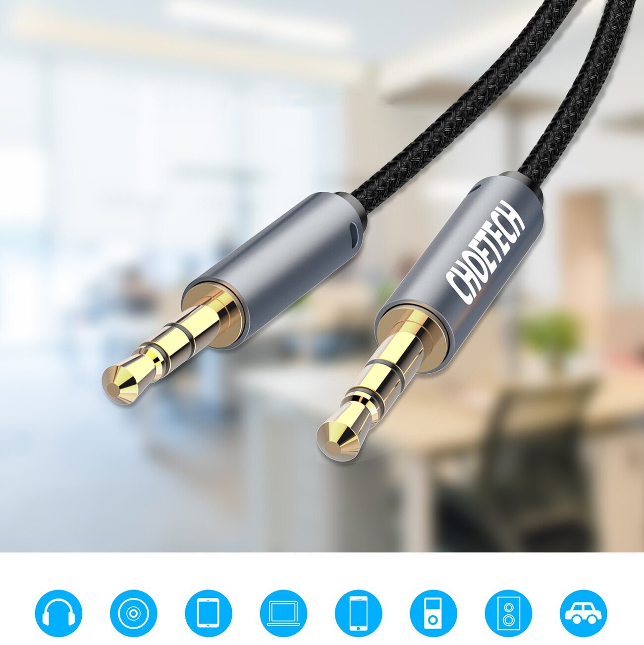 Choetech AUX002 cable mini jack 3.5mm (male) / mini jack 3.5mm (male) 1.2m - black - imagine 6