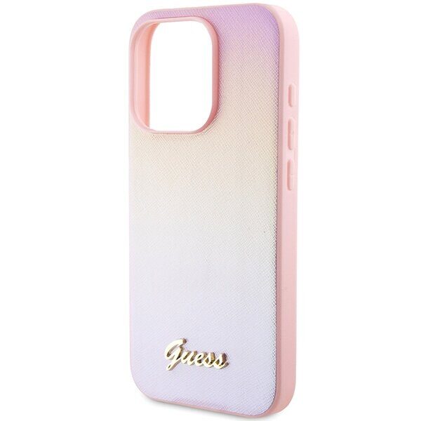 Guess Saffiano Iridescent Script case for iPhone 14 Pro - pink - imagine 6