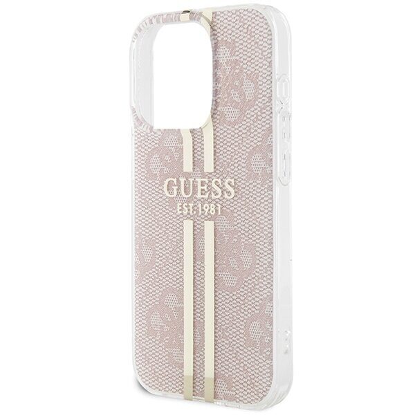 Guess IML 4G Gold Stripe case for iPhone 14 Pro Max - pink - imagine 6