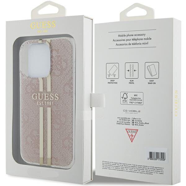 Guess IML 4G Gold Stripe case for iPhone 14 Pro Max - pink - imagine 8