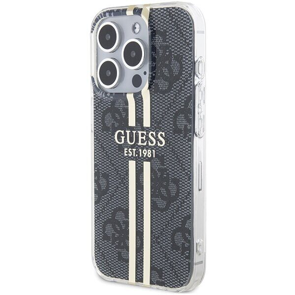 Guess IML 4G Gold Stripe case for iPhone 15 Pro - black - imagine 2