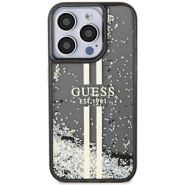 Guess Liquid Glitter Gold Stripes case for iPhone 15 Pro - black - imagine 3
