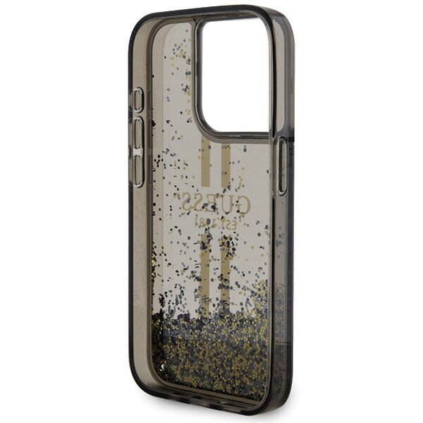 Guess Liquid Glitter Gold Stripes case for iPhone 15 Pro - black - imagine 7