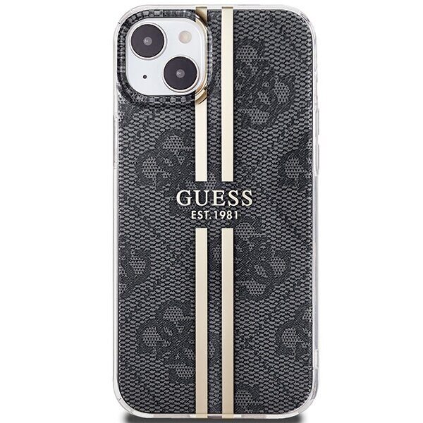 Guess IML 4G Gold Stripe case for iPhone 15 Plus / 14 Plus - black - imagine 3