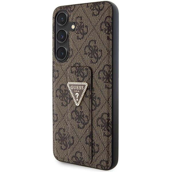 Guess GUHCS24SPGS4TDW S24 S921 brown/brown hardcase Grip Stand 4G Triangle Strass - imagine 2