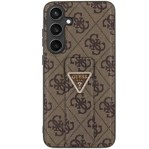 Guess GUHCS24SPGS4TDW S24 S921 brown/brown hardcase Grip Stand 4G Triangle Strass - imagine 3