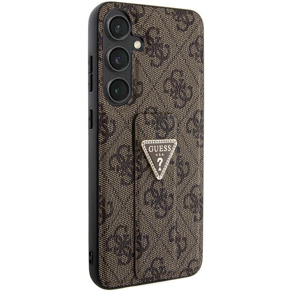 Guess GUHCS24SPGS4TDW S24 S921 brown/brown hardcase Grip Stand 4G Triangle Strass - imagine 4