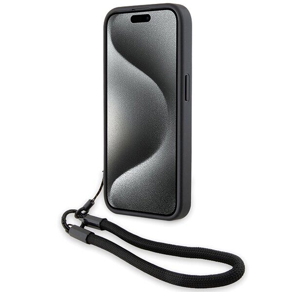 BMW Signature Leather Wordmark Cord case for iPhone 15 Pro - black - imagine 4