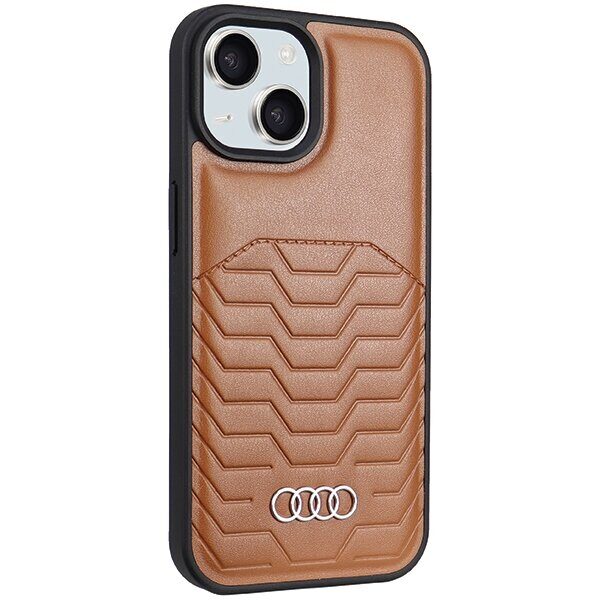 Audi Synthetic Leather Case with MagSafe for iPhone 15 Plus / 14 Plus - Brown - imagine 6