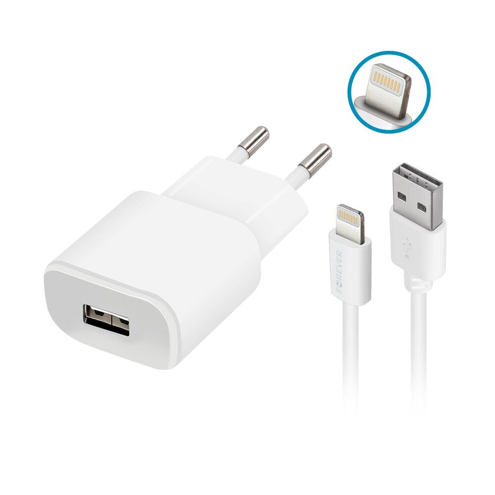 Forever BKT TC-01 charger 1x USB 1A white + Lightning cable