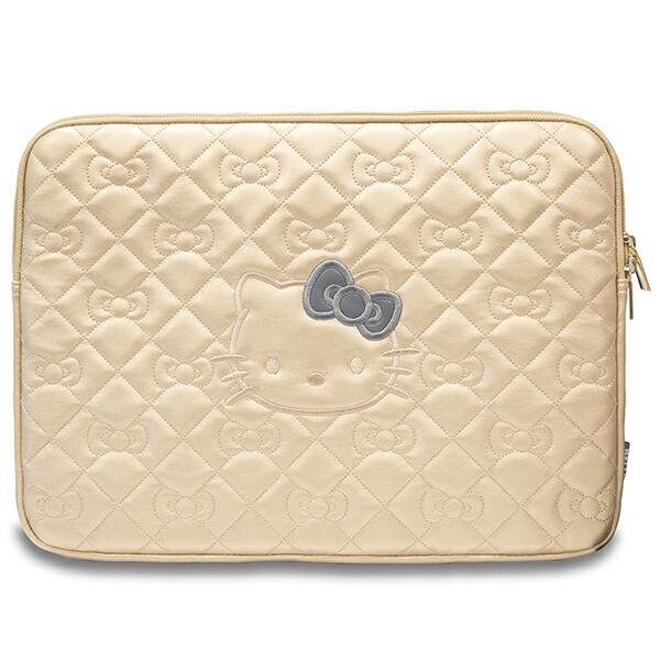 Hello Kitty Zip PU Quilted Bows case for a 14" laptop - gold
