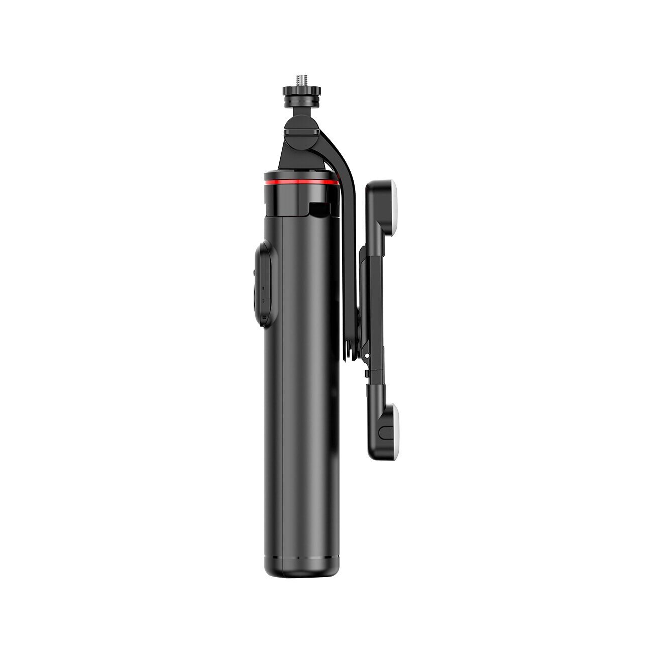 Selfie stick WC13YDS telescopic tripod 1.3m with double lamp and phone holder - black - imagine 5