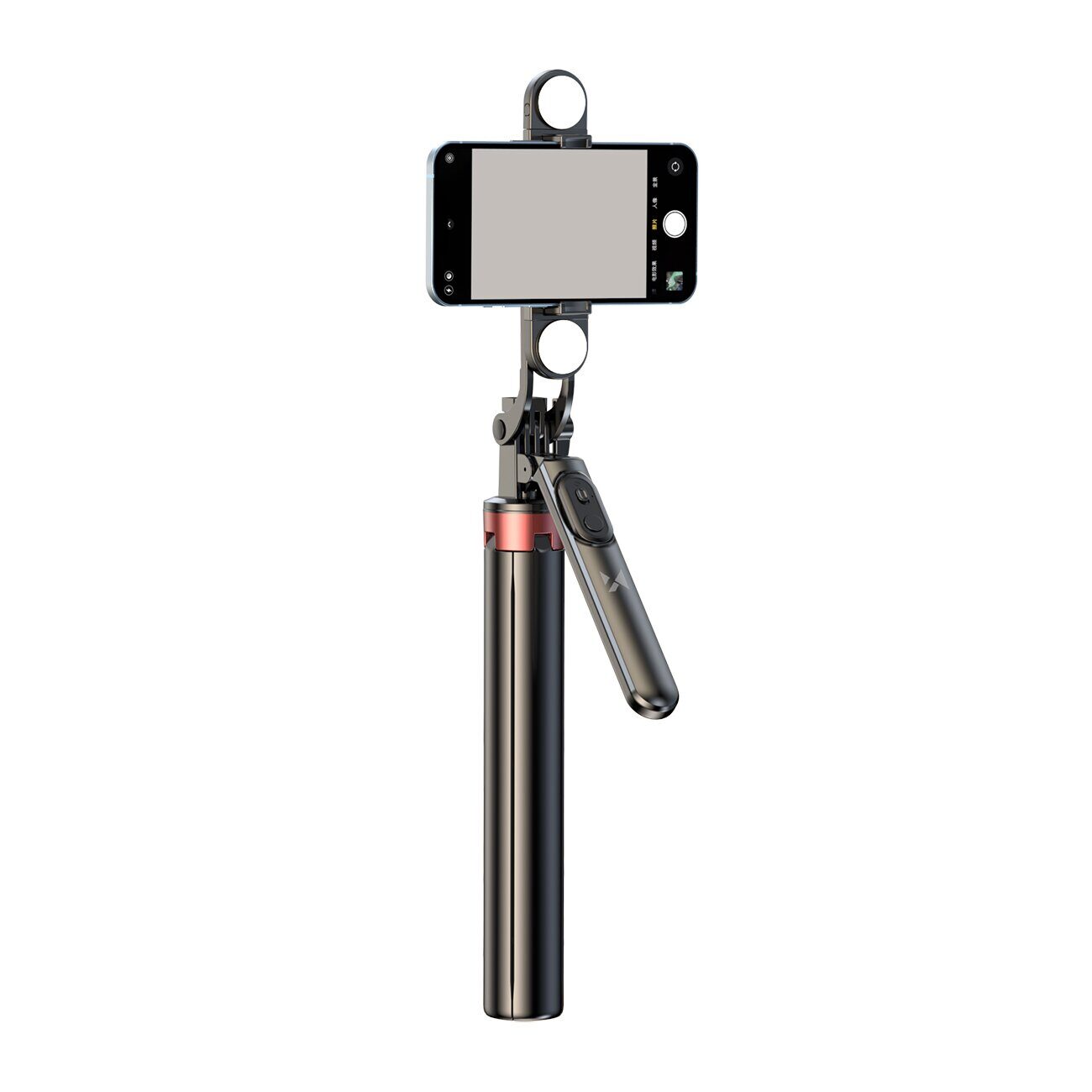 Selfie stick WH181D-Y1S 1.75m aluminum alloy telescopic tripod with dual lamp and phone holder - black - imagine 5