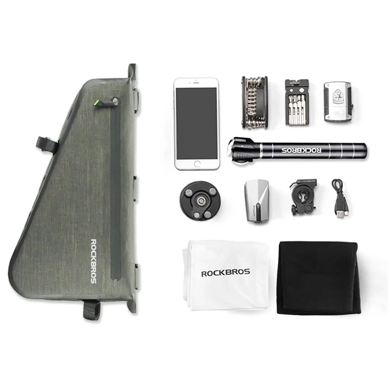 Rockbros AS-017 bicycle frame bag 5 l - dark green - imagine 3