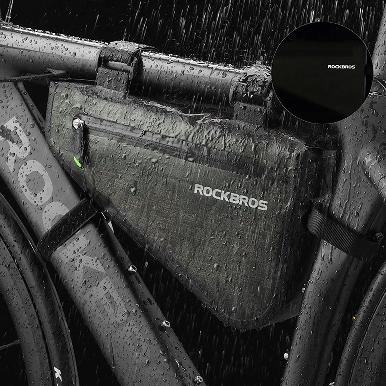 Rockbros AS-017 bicycle frame bag 5 l - dark green - imagine 4