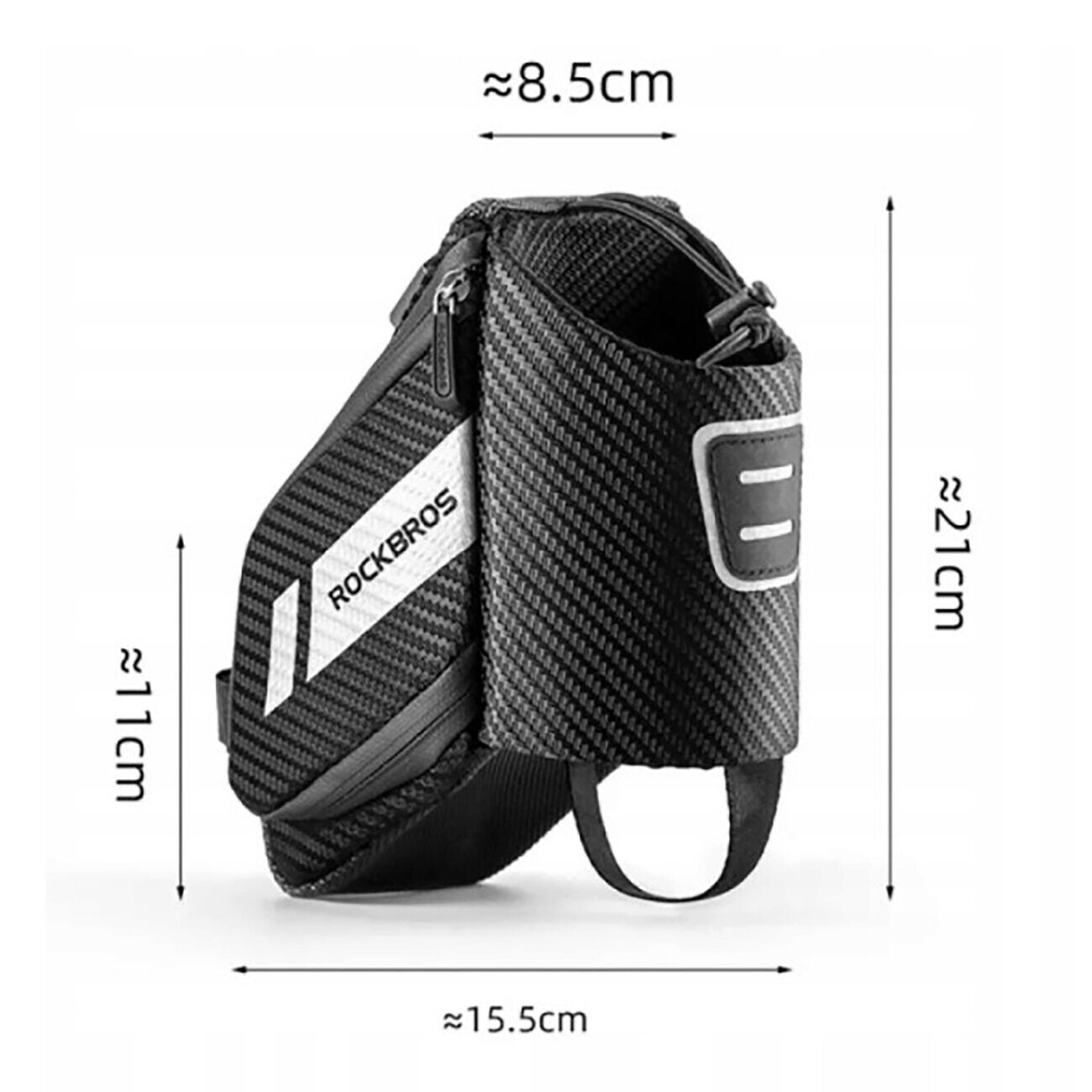 Rockbros C32BK saddle bag 1.5 l with water bottle pocket - black - imagine 5