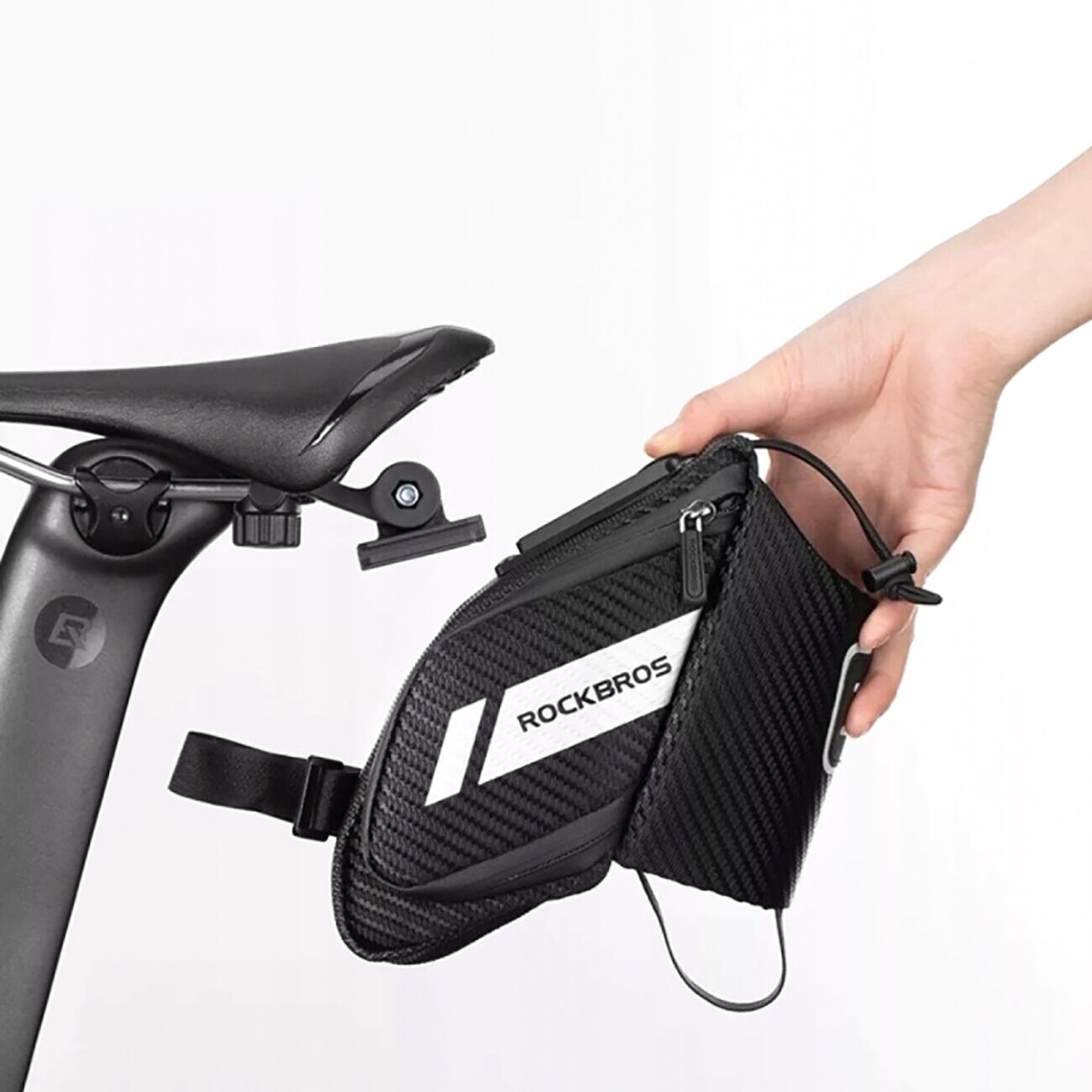 Rockbros C32BK saddle bag 1.5 l with water bottle pocket - black - imagine 6