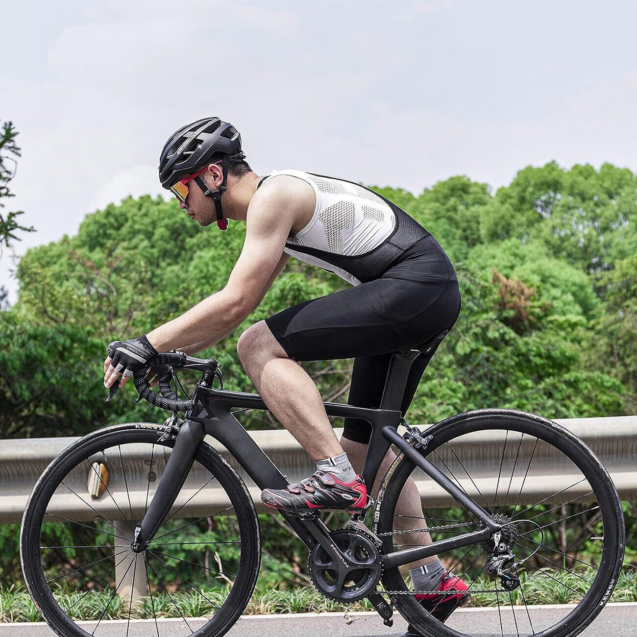 Rockbros RK2002L short bib shorts with L insert - black - imagine 5