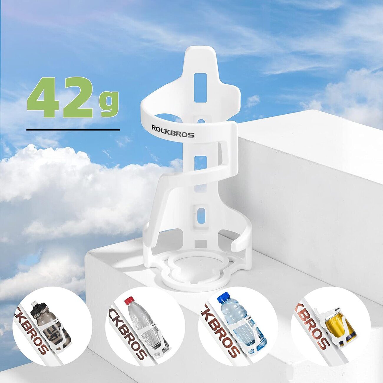 Rockbros 31210012002 bicycle bottle holder - white - imagine 6