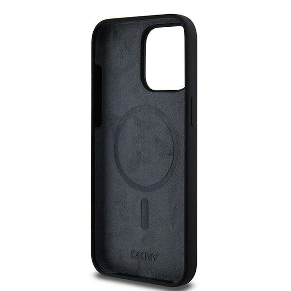 DKNY Liquid Silicone White Printed Logo MagSafe case for iPhone 15 Pro Max - black - imagine 7
