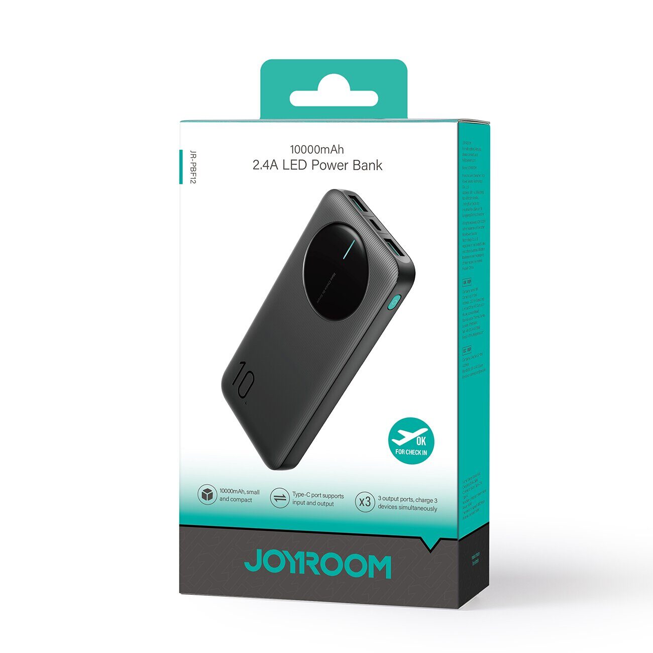 Powerbank Joyroom JR-PBF12 10000mAh 2.4A 2x USB-A 1x USB-C - black - imagine 8