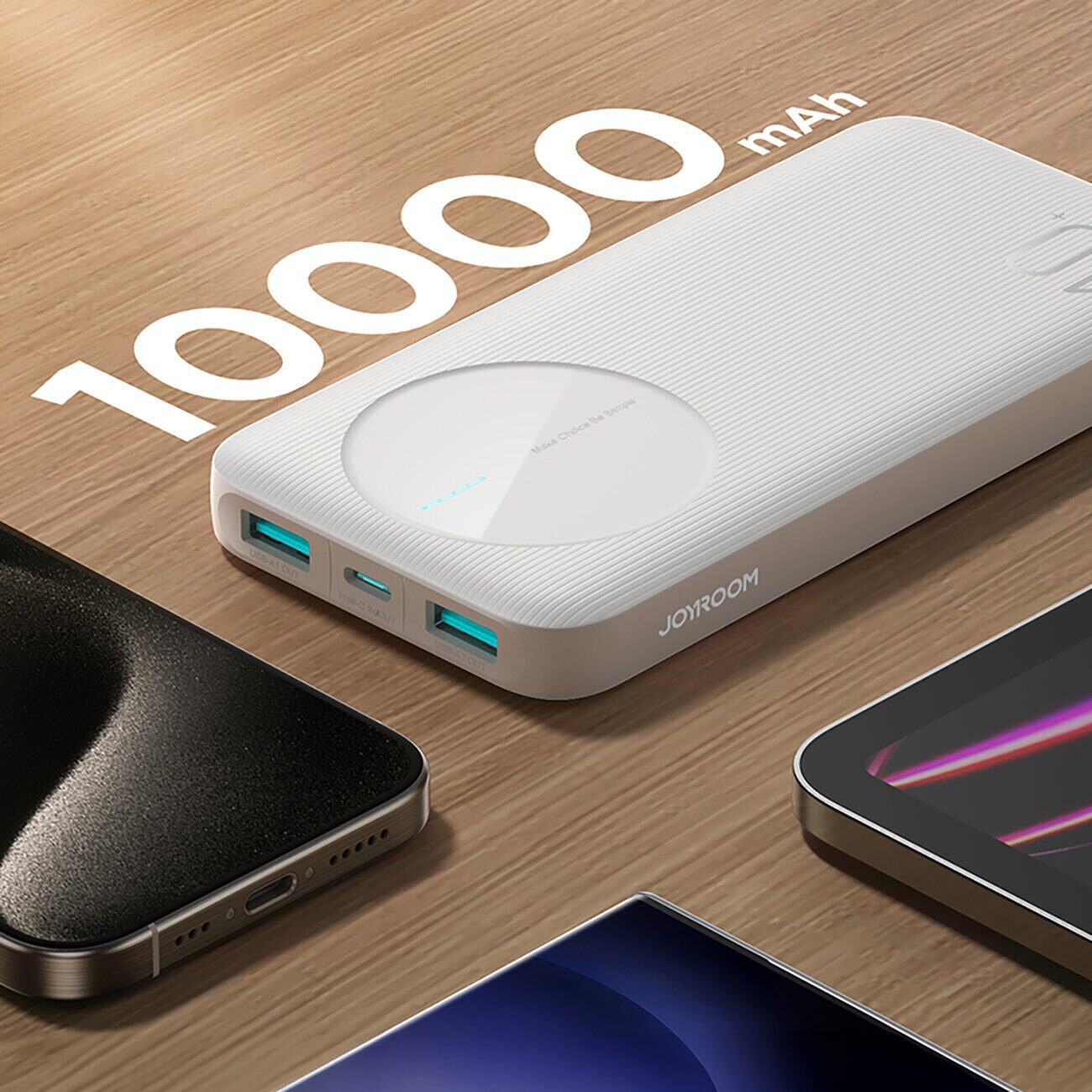Powerbank Joyroom JR-PBF12 10000mAh 2.4A 2x USB-A 1x USB-C - white - imagine 10
