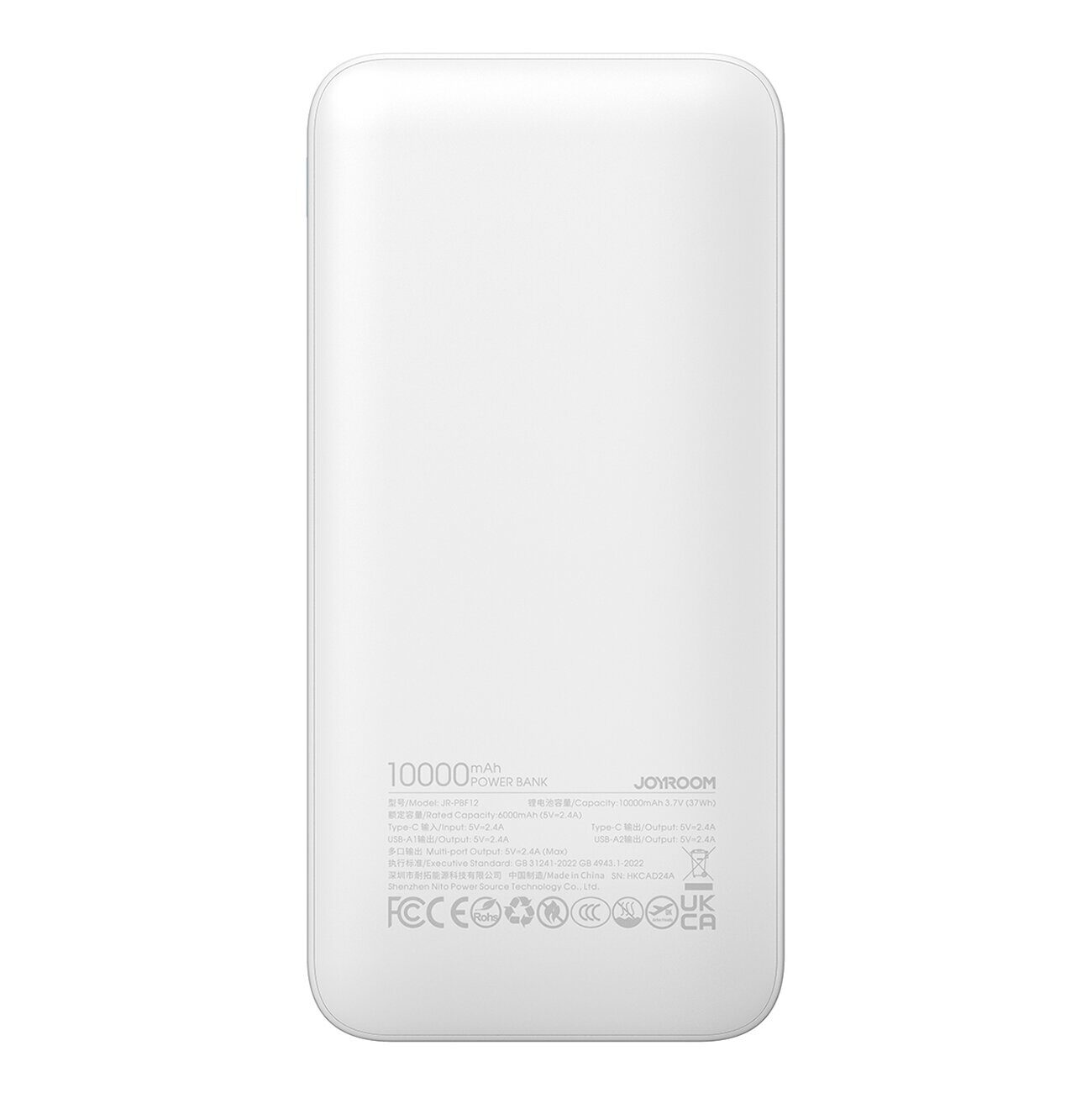 Powerbank Joyroom JR-PBF12 10000mAh 2.4A 2x USB-A 1x USB-C - white - imagine 3
