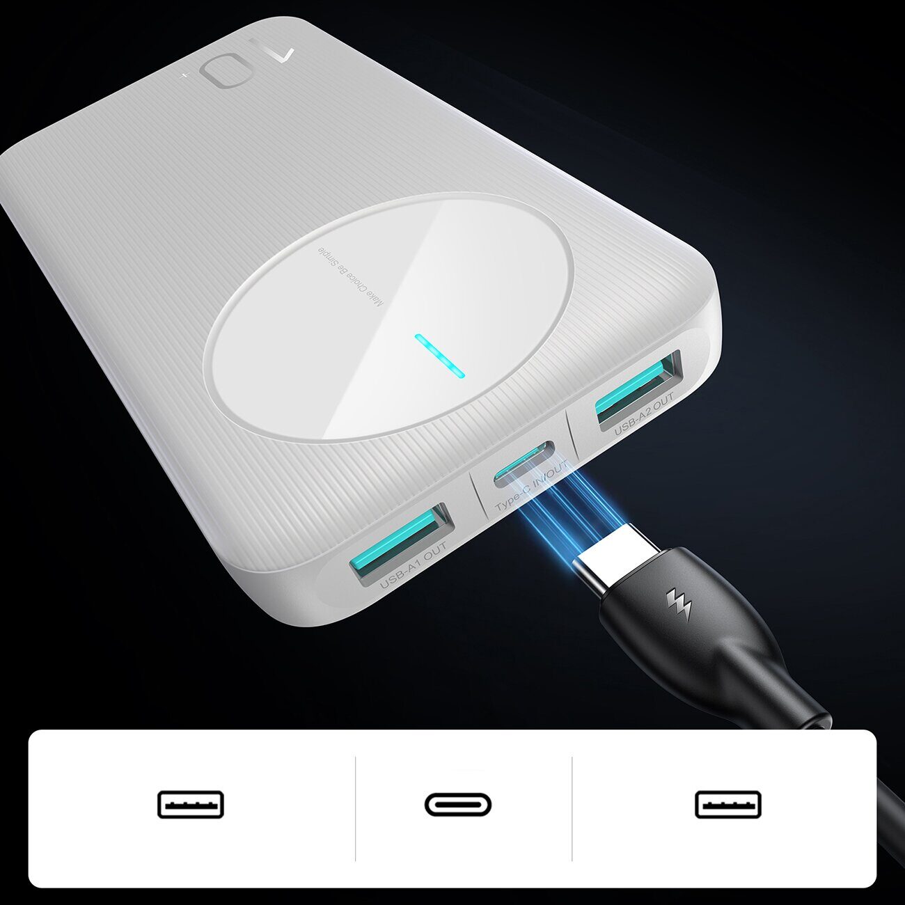 Powerbank Joyroom JR-PBF12 10000mAh 2.4A 2x USB-A 1x USB-C - white - imagine 8