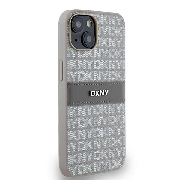 DKNY Leather Mono Stripe & Metal Logo case for iPhone 15 / 14 / 13 - beige - imagine 4