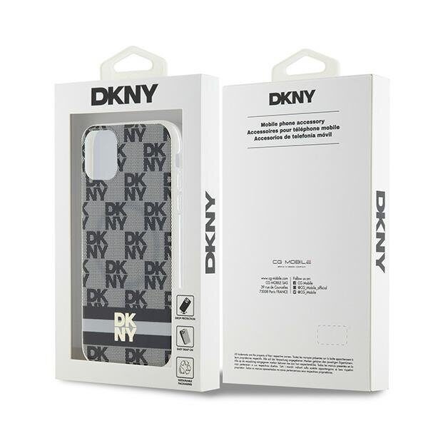 DKNY IML Checkered Mono Pattern & Printed Stripes MagSafe Case for iPhone 11 / Xr - Black - imagine 5