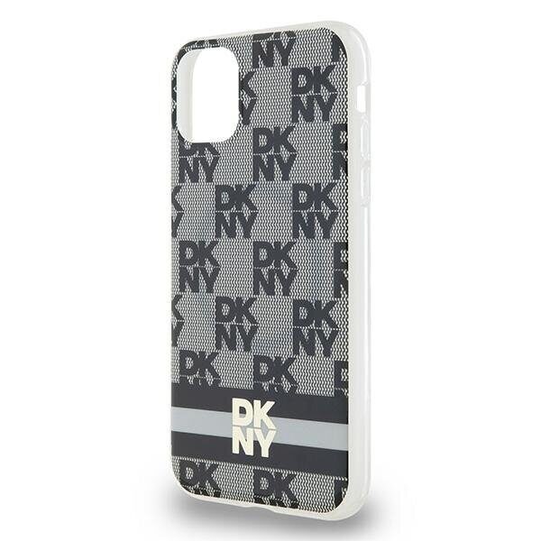 DKNY IML Checkered Mono Pattern & Printed Stripes MagSafe Case for iPhone 11 / Xr - Black - imagine 3