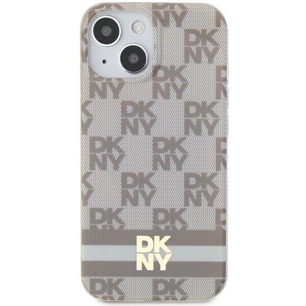 DKNY IML Checkered Mono Pattern & Printed Stripes MagSafe case for iPhone 15 / 14 / 13 - beige - imagine 3